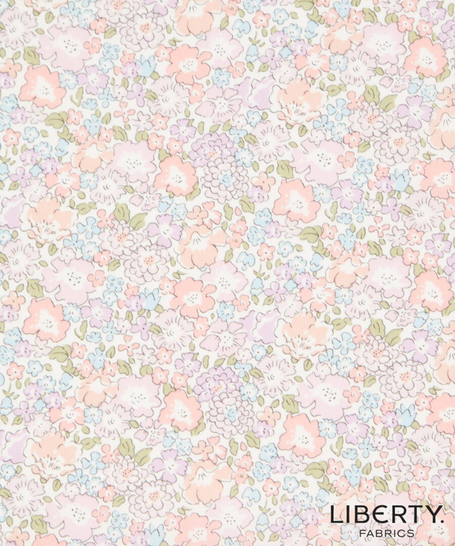 A floral pattern with pastel colors and white.