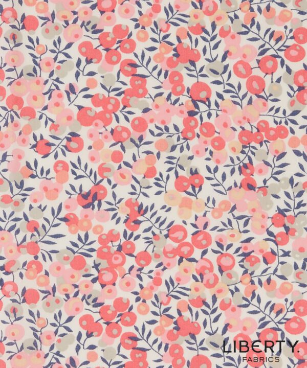 A floral pattern with pink flowers and blue leaves.